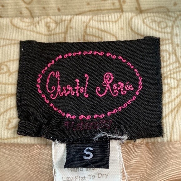 Vintage Maternity Paisley Floral Corduroy Button Front Long Blazer Jacket Lined - Picture 12 of 16